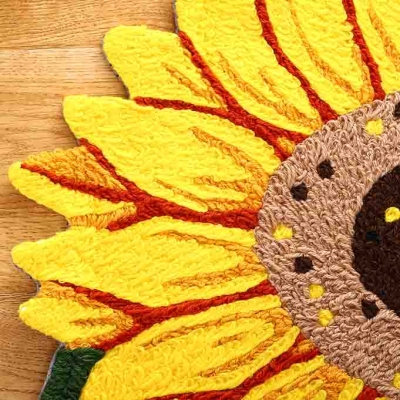 Woven Acrylic Fibers Sunflower Door Mat