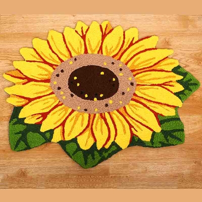 Woven Acrylic Fibers Sunflower Door Mat