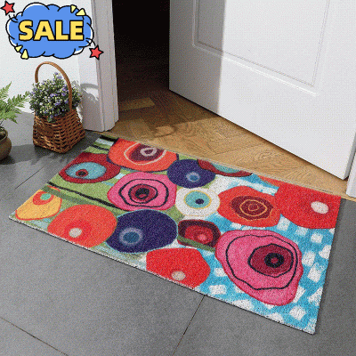Colorful Flower Garden PVC coil Door Mat 