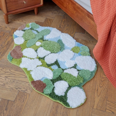 Green Moss Leaves Bath Mat 23