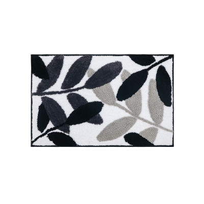 Black/Green/Blue Leaves Bath Mat