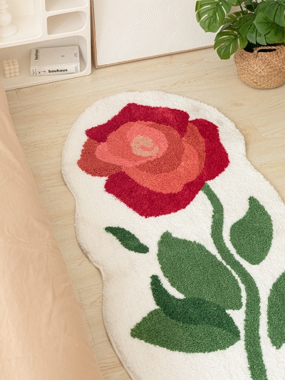 Red Rose Bedroom Runner Mat Mom‘s Day Gift