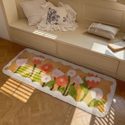 Orange Flowers Garden Bedroom Runner Mat