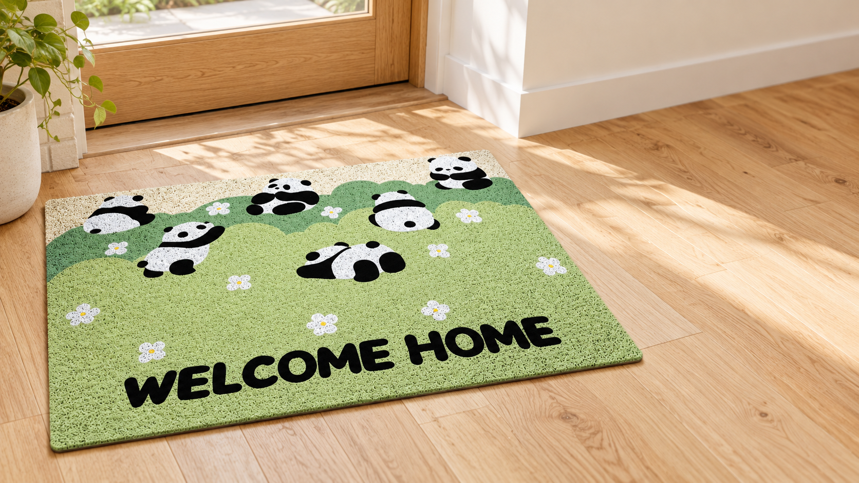 Panda and Flowers PVC Coil Door Matslider_item_1