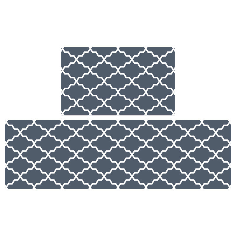 Grey/Red/Blue/Brown Water Wave Geometric Pattern PVC Leather Kitchen Mat Mom‘s Day Gift