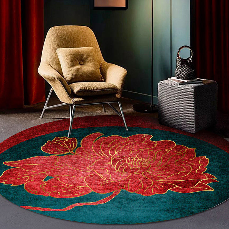 Classy Multi Color Asia Rug Polyester Botanics Carpet Stain Resistant Anti-Slip Backing Machine Wash Rug for Living Room