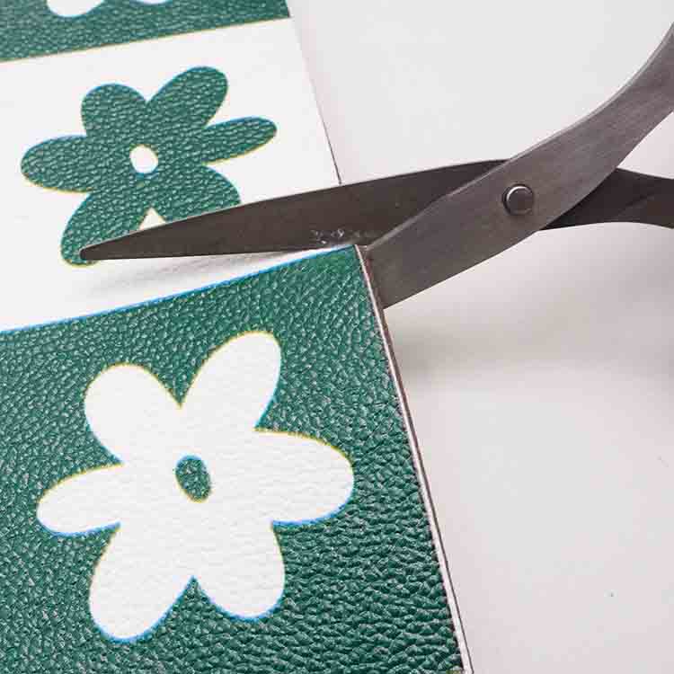 Darker Green and Golden Fanshaped Pattern PVC Leather Kitchen Mat