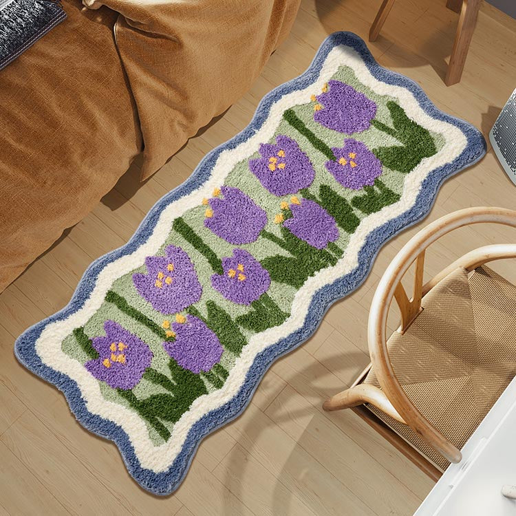 Lovely Purple Flowers Bedroom Runner Mat