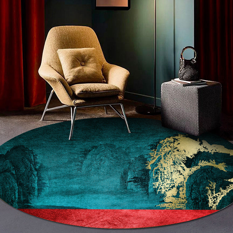 Classy Multi Color Asia Rug Polyester Botanics Carpet Stain Resistant Anti-Slip Backing Machine Wash Rug for Living Room