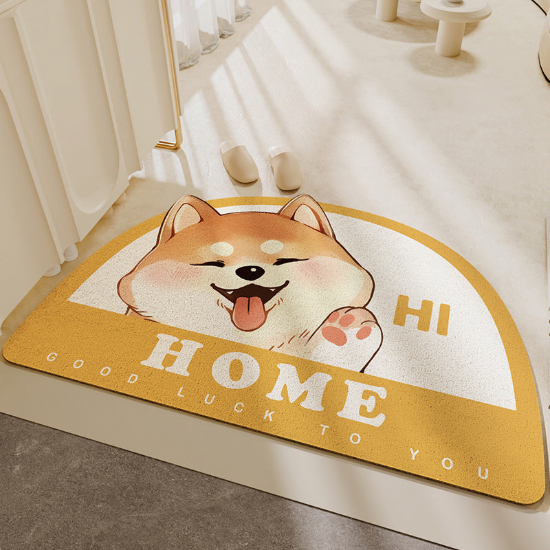 Cute Shiba Inu Waving PVC Coil Door Mat