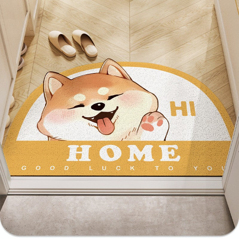 Cute Shiba Inu Waving PVC Coil Door Mat