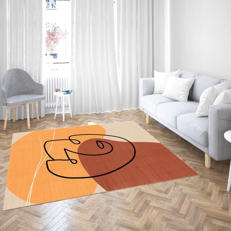 Unique Beige Modernism Rug Polyester Abstract Rug Washable Pet Friendly Anti-Slip Carpet for Living Room