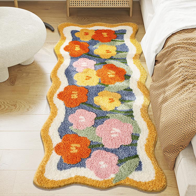 Lovely Purple Flowers Bedroom Runner Mat