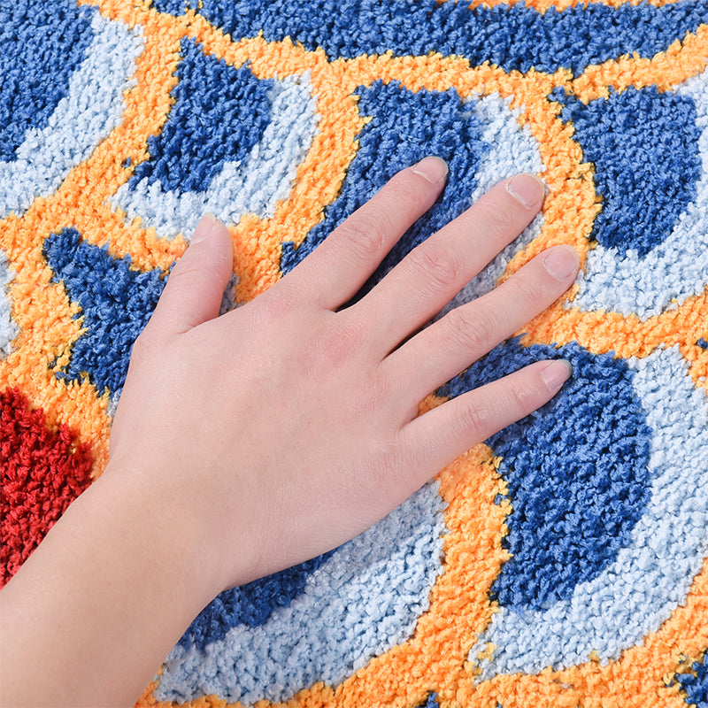 Cute Blue Koi Fish Bath Mat, Japanese Carp Bathroom Rug