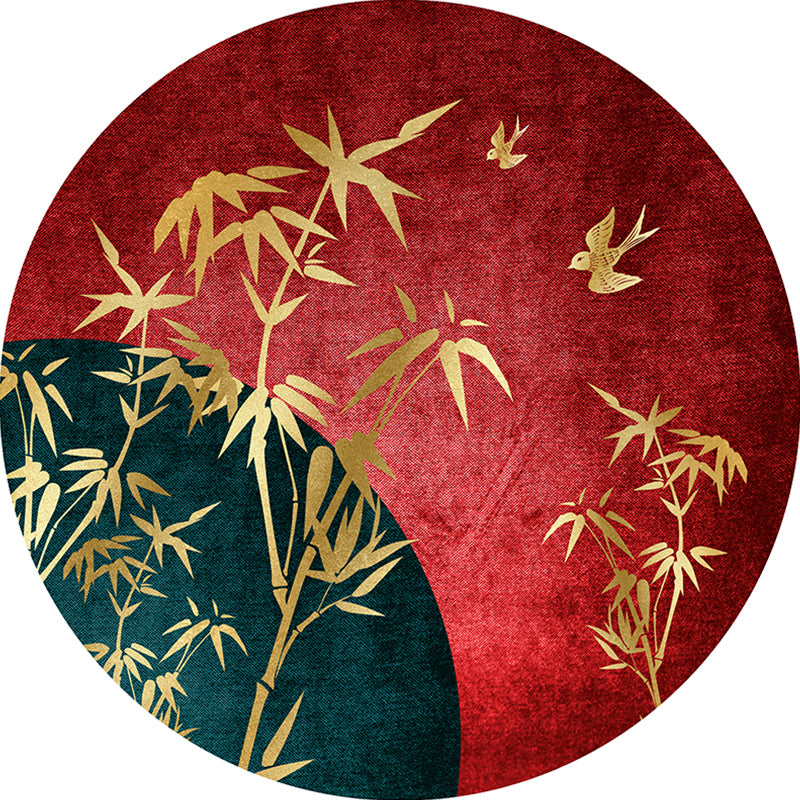 Classy Multi Color Asia Rug Polyester Botanics Carpet Stain Resistant Anti-Slip Backing Machine Wash Rug for Living Room
