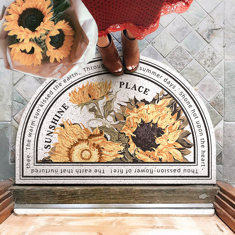 Black Sunflower Entrance Door Mat