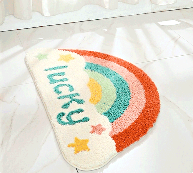 Semicircle Rainbow Bath Mat