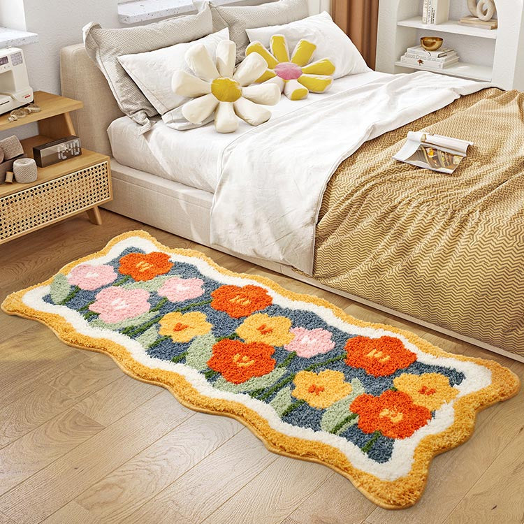 Lovely Purple Flowers Bedroom Runner Mat