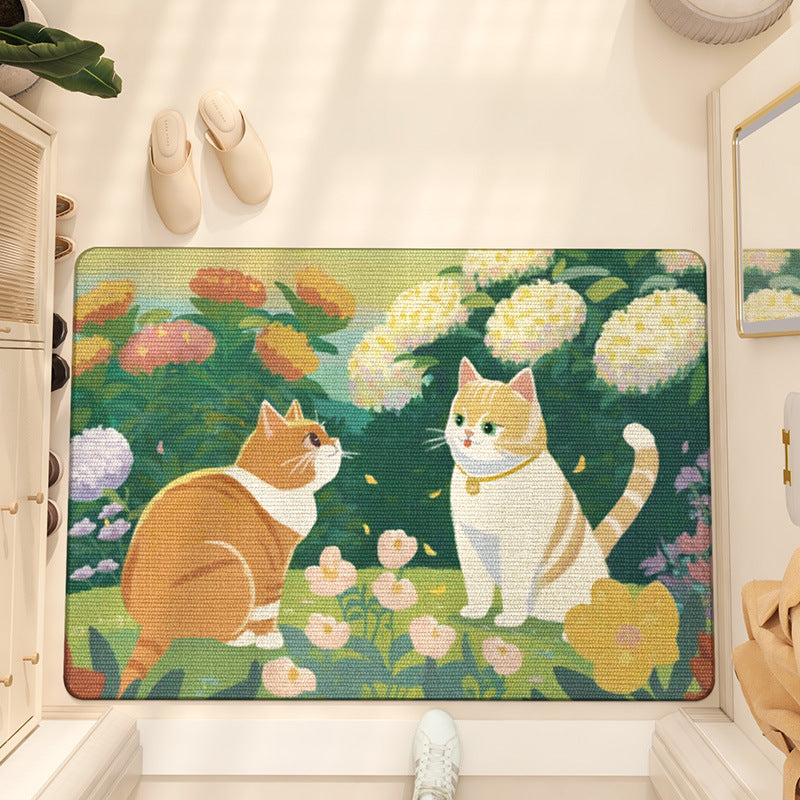Cute Cats in Flowers PVC Coil Door Mat