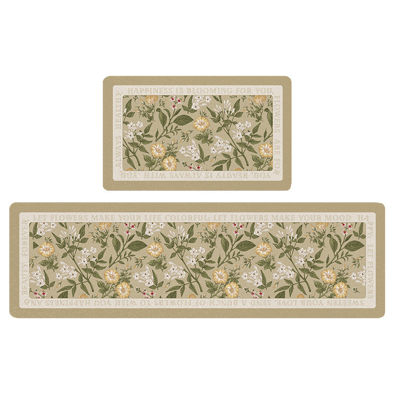 American Garden Flowers PVC Leather Kitchen Mat