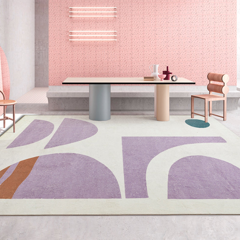 Unique Colorblock Rug Blue and Purple Minimalist Rug Polyester Pet Friendly Washable Non-Slip Area Rug for Bedroom