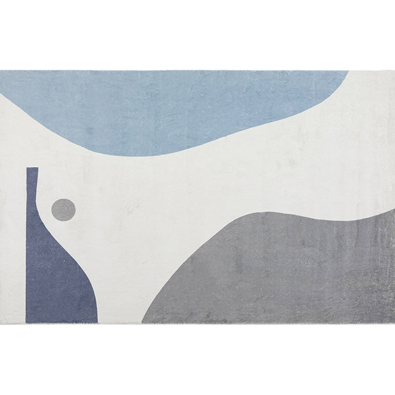 Unique Colorblock Rug Blue and Purple Minimalist Rug Polyester Pet Friendly Washable Non-Slip Area Rug for Bedroom