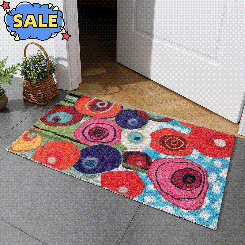 Colorful Flower Garden PVC coil Door Mat 
