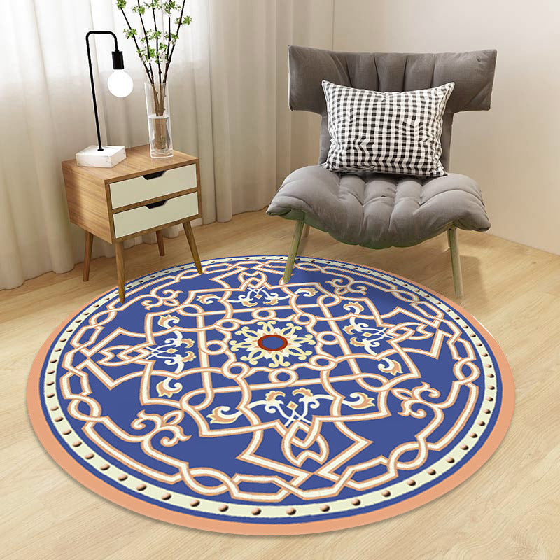 Chinoiserie Floral Rug Multi-Color Polypropylene Carpet Pet-Friendly Anti-Slip Backing Stain Resistant Rug for Drawing Room
