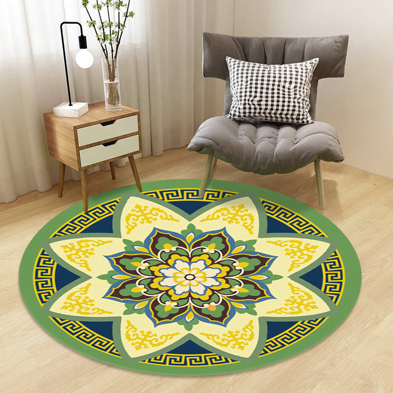 Chinoiserie Floral Rug Multi-Color Polypropylene Carpet Pet-Friendly Anti-Slip Backing Stain Resistant Rug for Drawing Room