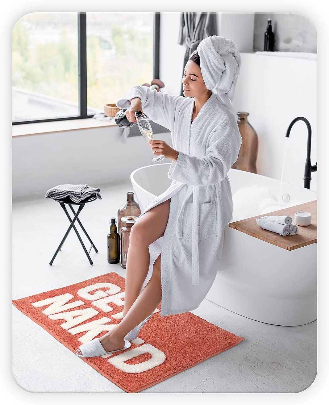 Red/Grey Get Naked Bath Mat