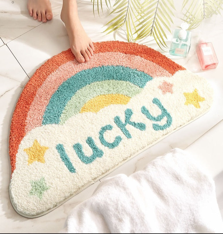Semicircle Rainbow Bath Mat
