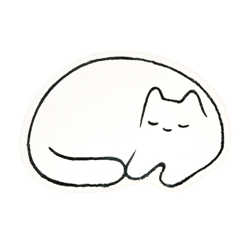 Cute White Cat Bath Mat, Animal Bathroom Rug
