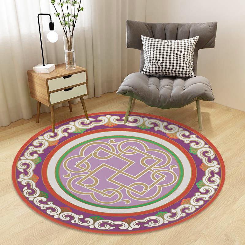 Chinoiserie Floral Rug Multi-Color Polypropylene Carpet Pet-Friendly Anti-Slip Backing Stain Resistant Rug for Drawing Room