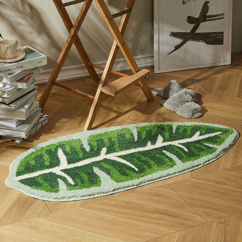 Green Tropical Leaves Bath Mat