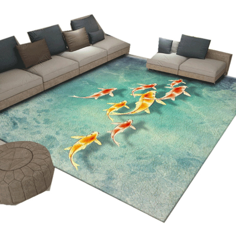 Western Plant Print Rug Multi-Color Polyster Area Carpet Pet Friendly Stain-Resistant Indoor Rug for Parlor
