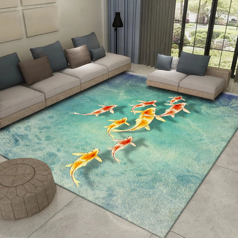 Western Plant Print Rug Multi-Color Polyster Area Carpet Pet Friendly Stain-Resistant Indoor Rug for Parlor