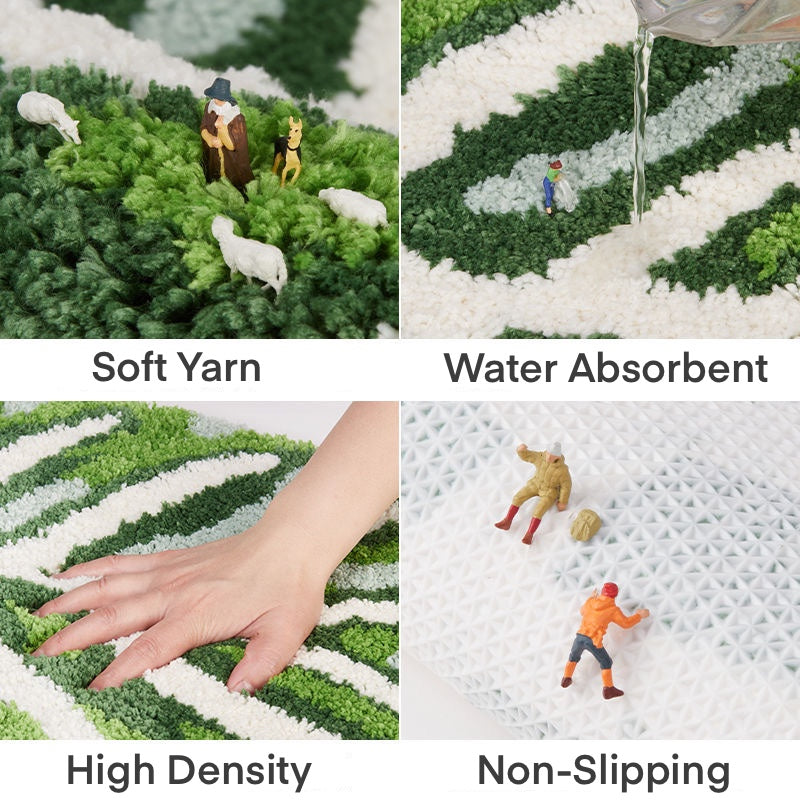 Green Tropical Leaves Bath Mat