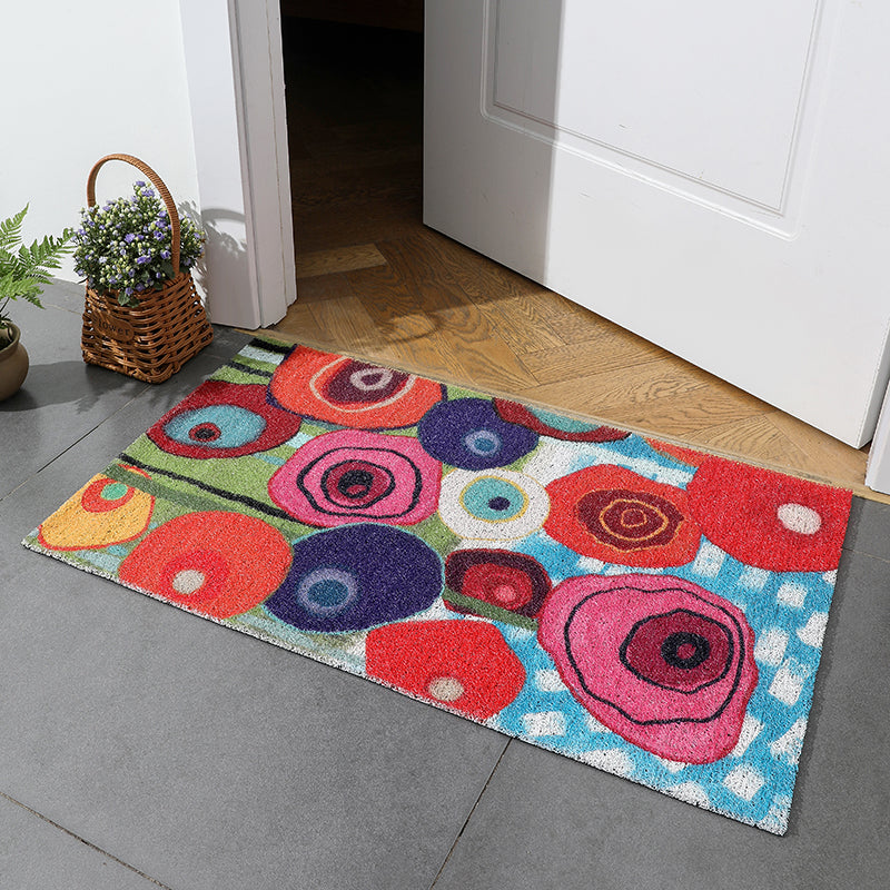 Colorful Flower Garden PVC coil Door Mat 