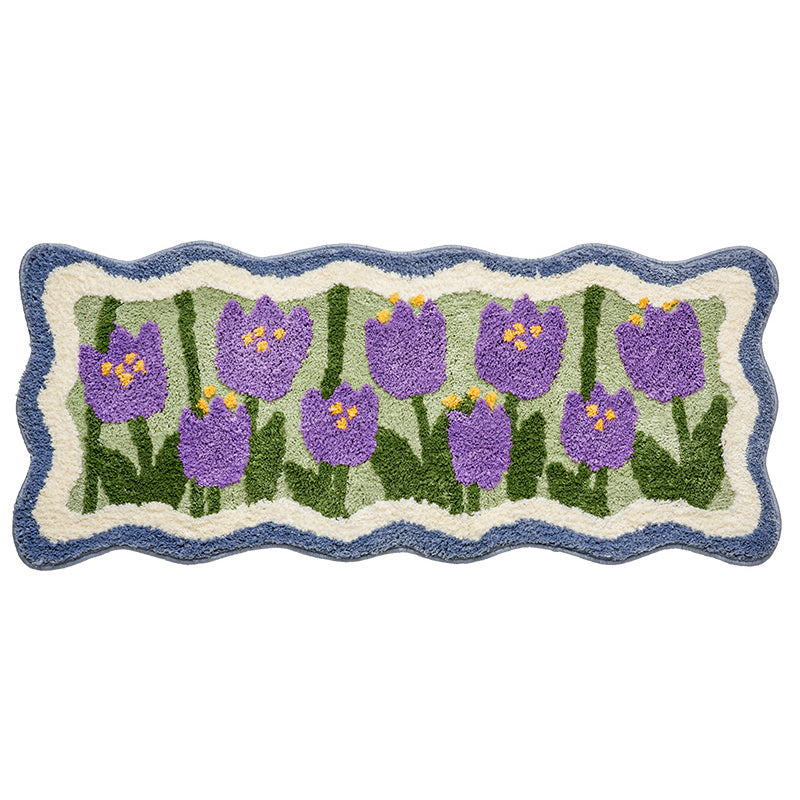 Lovely Purple Flowers Bedroom Runner Mat