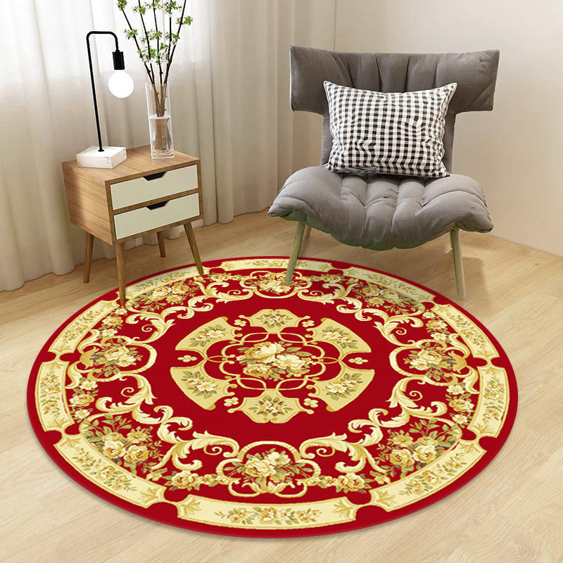 Chinoiserie Floral Rug Multi-Color Polypropylene Carpet Pet-Friendly Anti-Slip Backing Stain Resistant Rug for Drawing Room