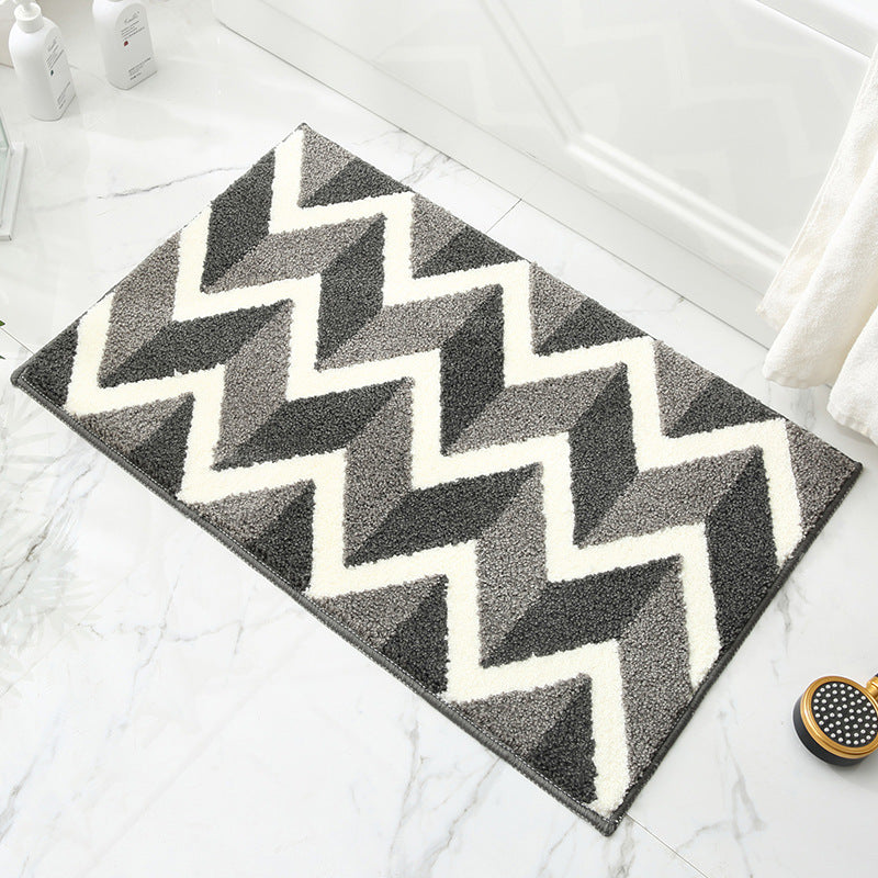 Abstract Blue and White Geometric Leaves Bath Mat