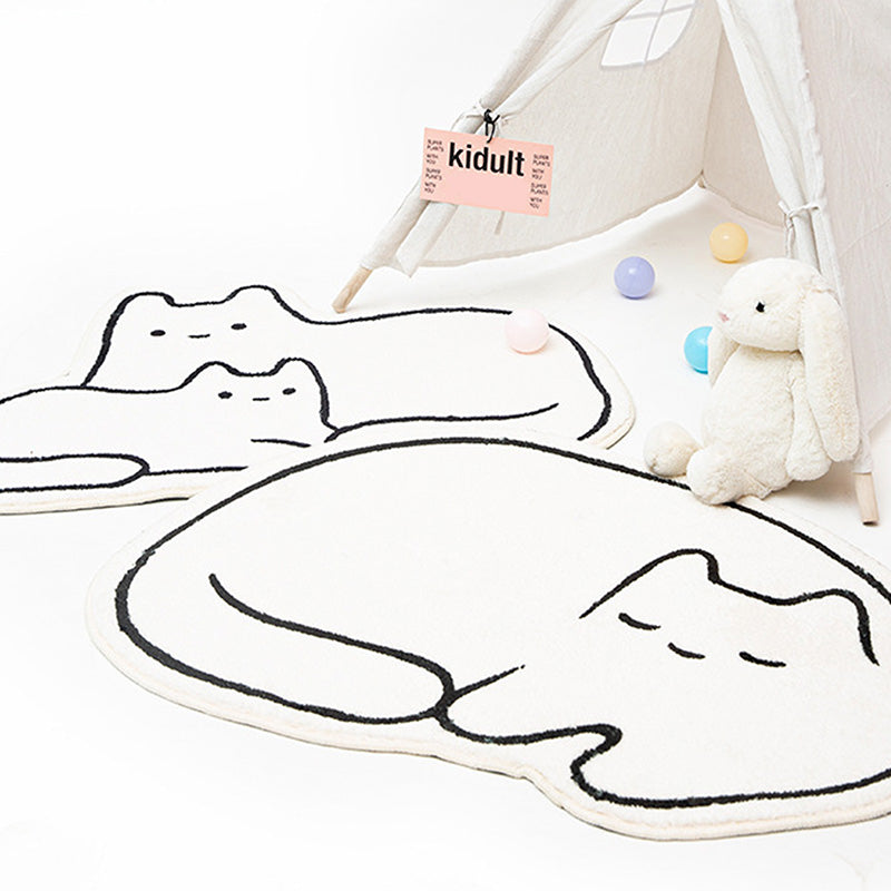 Cute White Cat Bath Mat, Animal Bathroom Rug