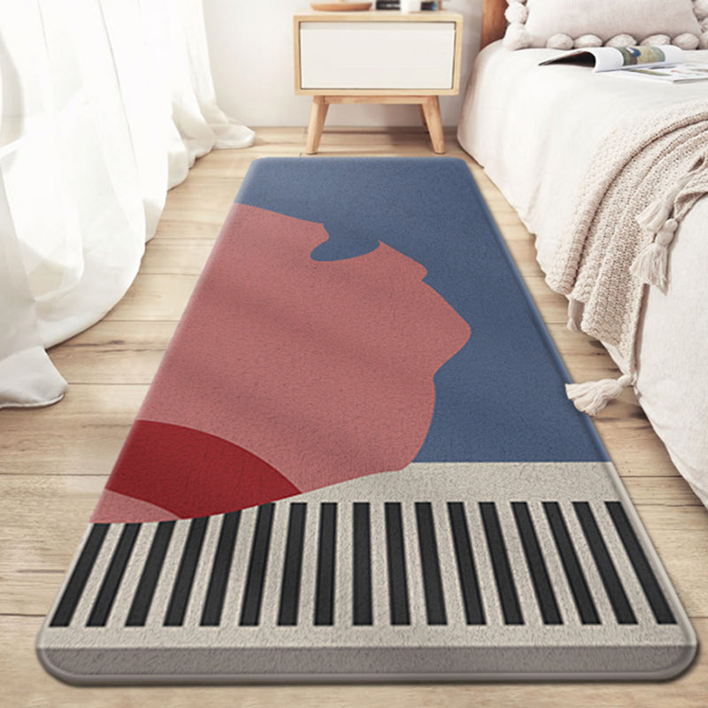 Unique Colorblock Striped Pattern Rug Multicolor Modern Carpet Polyester Washable Anti-Slip Area Rug for Sleeping Room