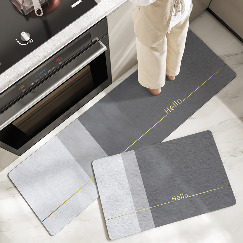 Grey Gradient PVC Leather Kitchen Mat