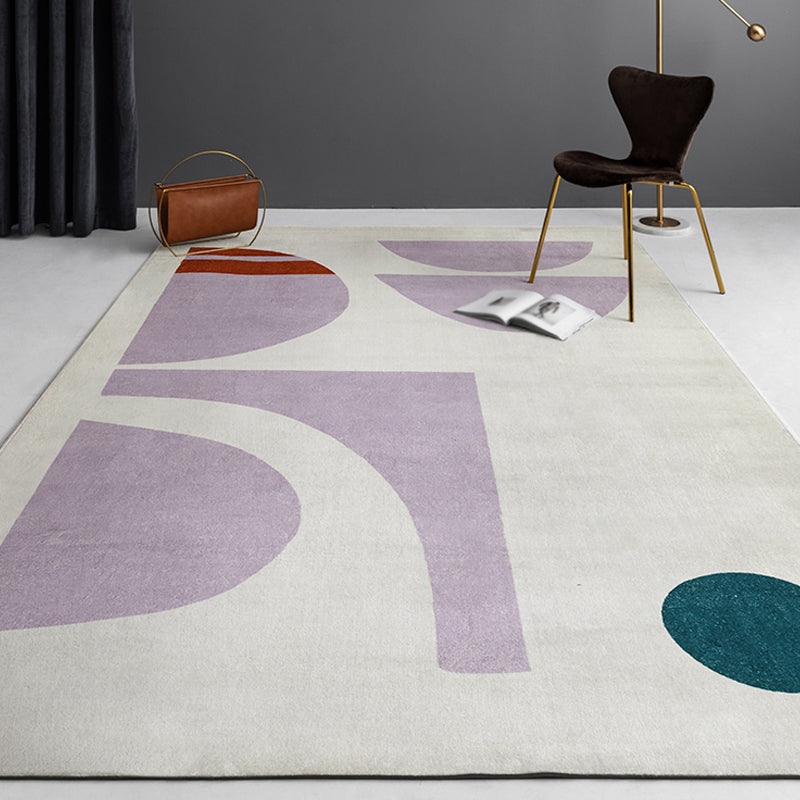Unique Colorblock Rug Blue and Purple Minimalist Rug Polyester Pet Friendly Washable Non-Slip Area Rug for Bedroom