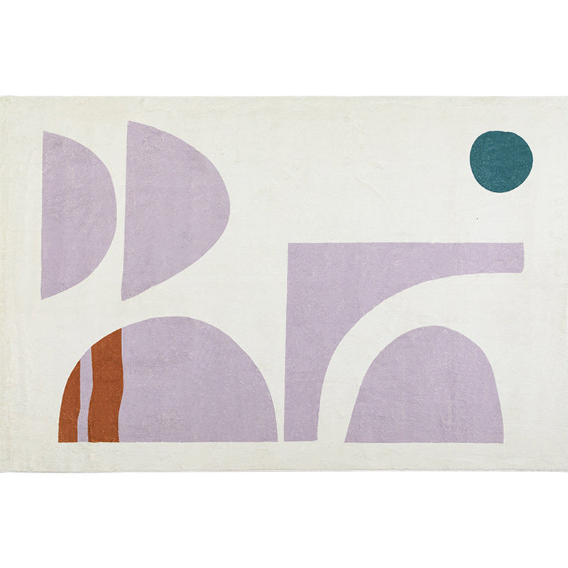 Unique Colorblock Rug Blue and Purple Minimalist Rug Polyester Pet Friendly Washable Non-Slip Area Rug for Bedroom