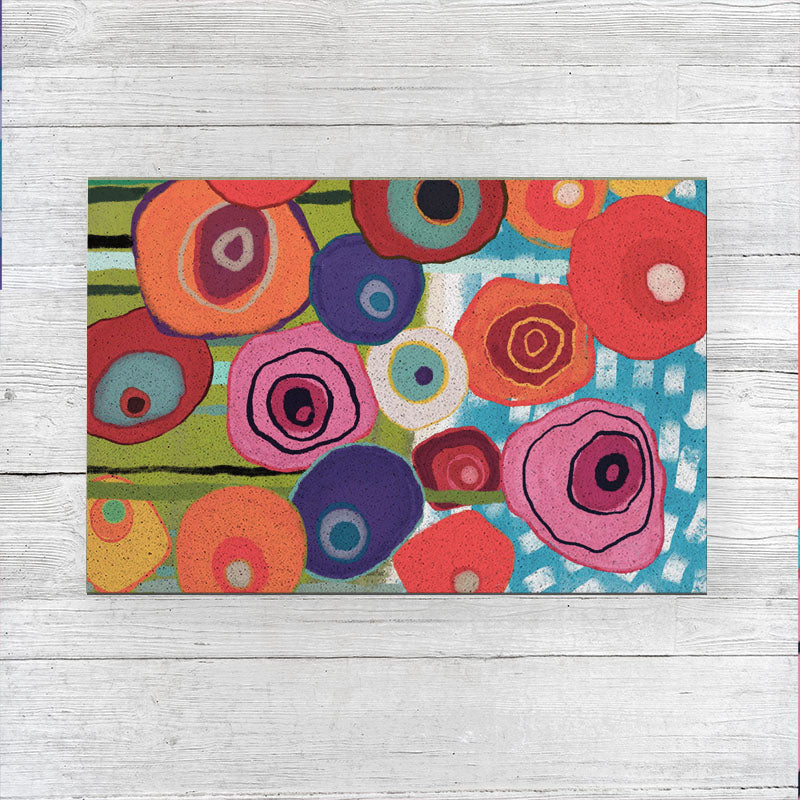 Colorful Flower Garden PVC coil Door Mat 
