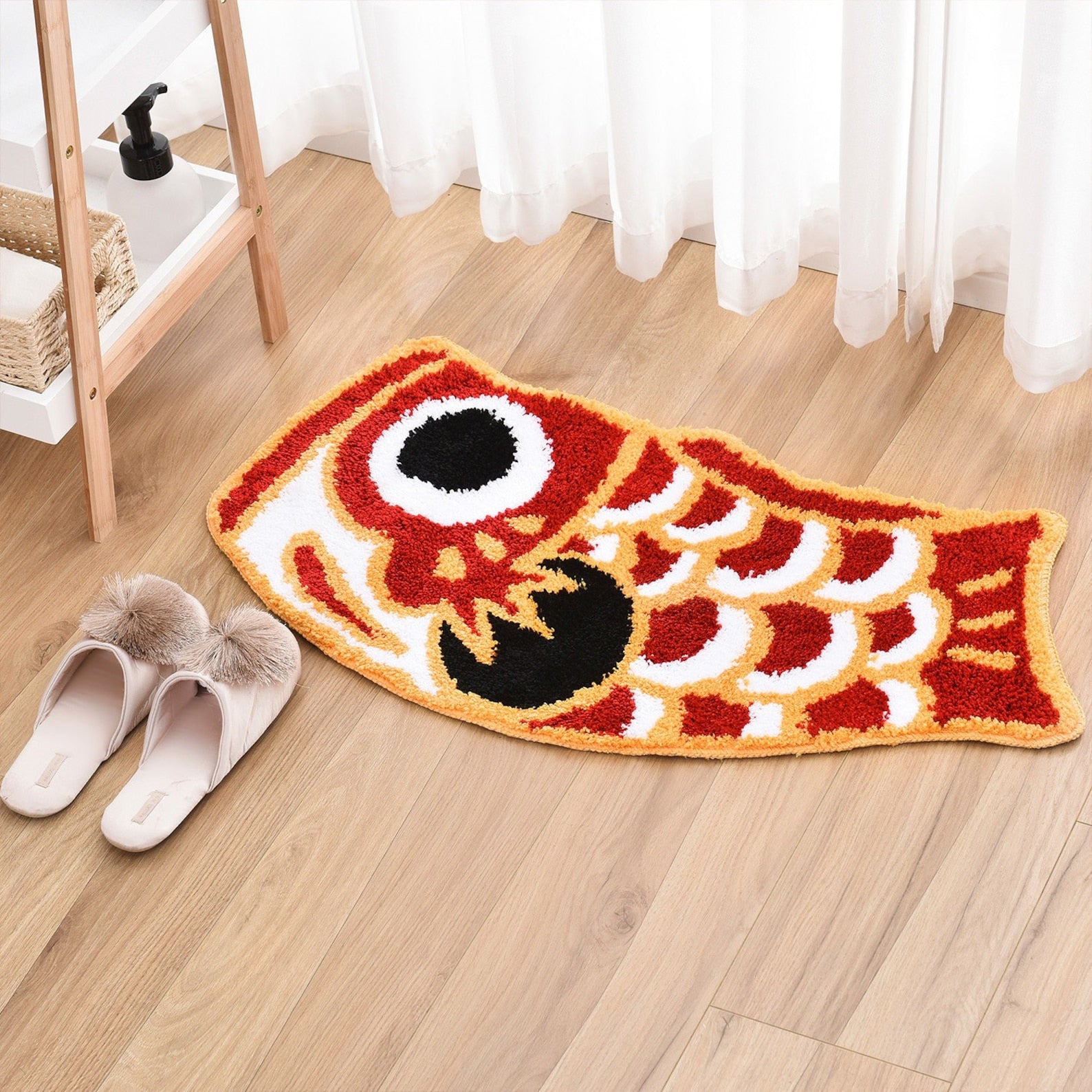 Cute Red Koi Fish Bath Mat