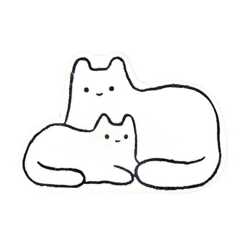 Cute White Cat Bath Mat, Animal Bathroom Rug