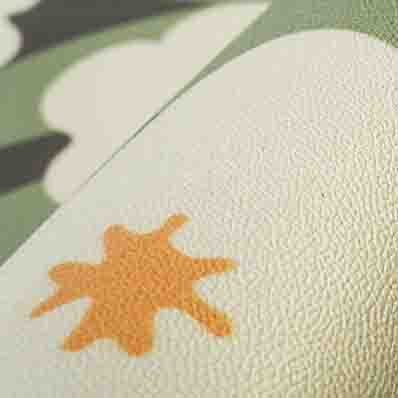 Light Green Leaves Geometric PVC Leather Kitchen Mat